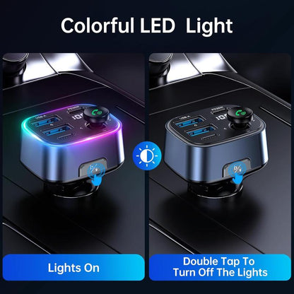 5.3 FM Transmitter Adapter 48W(PD 36W & 12W) [Light ] [Hi-Fi Deep Bass] [Fast ] Radio Music Adapter LED Display Hands-Free Calling Support USB Drive